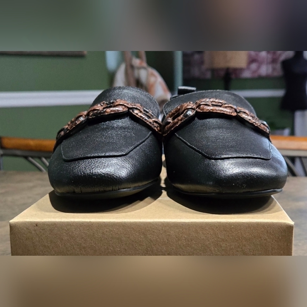 Sanctuary Black and Brown Loafers with Chain-Link Detail #875 - Picture 7 of 10